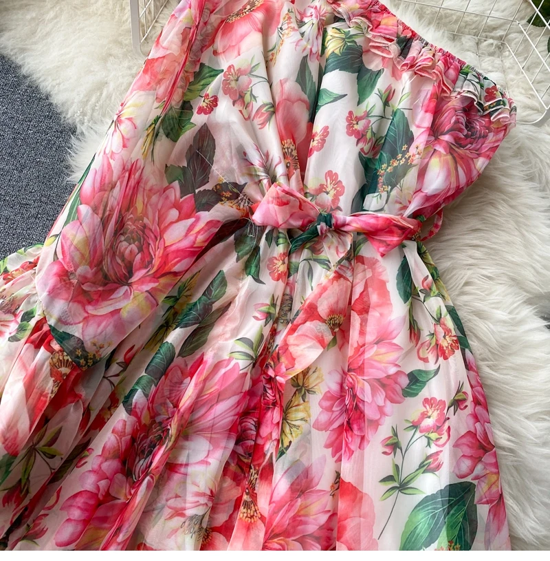 

Женское платье с оборками, женское осеннее модное платье с V-образным вырезом и шикарным принтом, модное и красивое