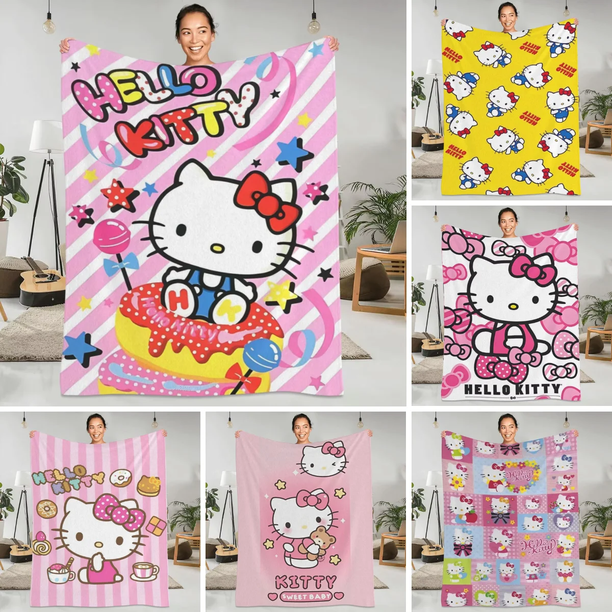 Sanrio Hello Kitty Kawaii мультяшное одеяло качественное теплое постельное белье Осеннее