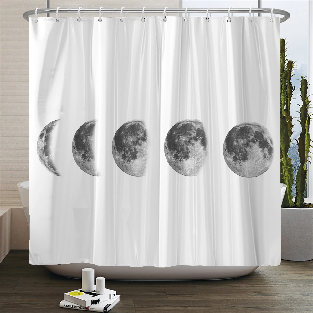 

Night Moon Cosmic Starry Sky Scenery Shower Curtain Bathroom Curtain Printed Fabric Waterproof Bath Curtain Home Decor Curtains