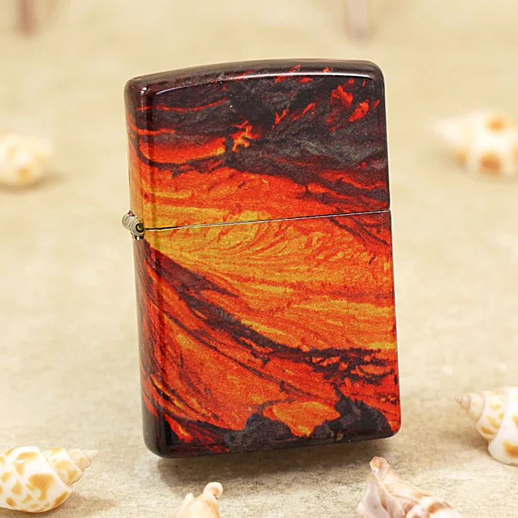 

Genuine Zippo Luminous lava flow oil lighter copper windproof cigarette Kerosene lighters Gift with anti-counterfeiting code