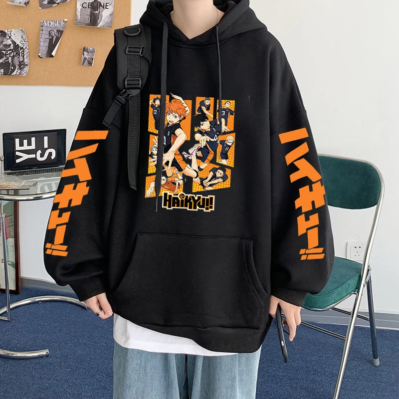 

Anime Haikyuu Hoodies Sweatshirts Men/women Karasuno Fly High Graphic Streetwear Pullover Winter Warm Unisex Anime Sweatshirts