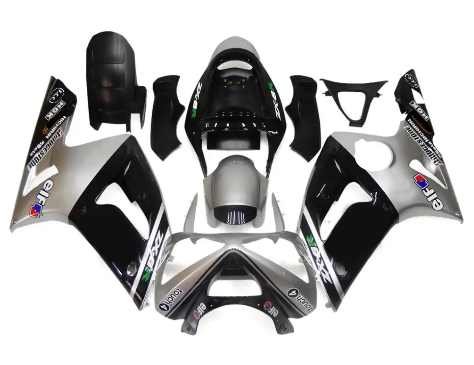 

Style New ABS Fairings Kits Fit For Kawasaki Ninja ZX-6R ZX6R 2003 2004 03 04 Bodywork Set Custom Black Silver