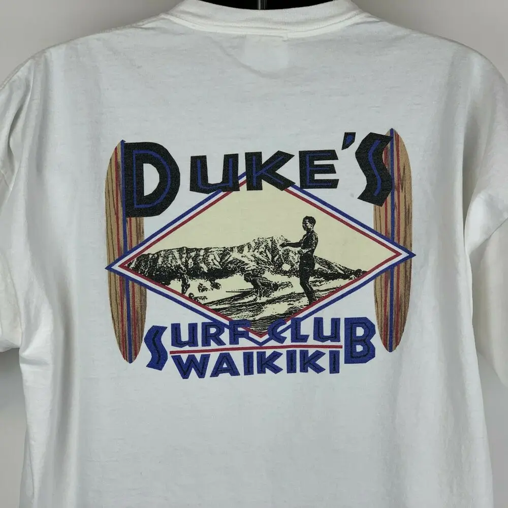Винтажная Футболка 90s Dukes Surf Club Waikiki гавайская модель Сделано в США XL |