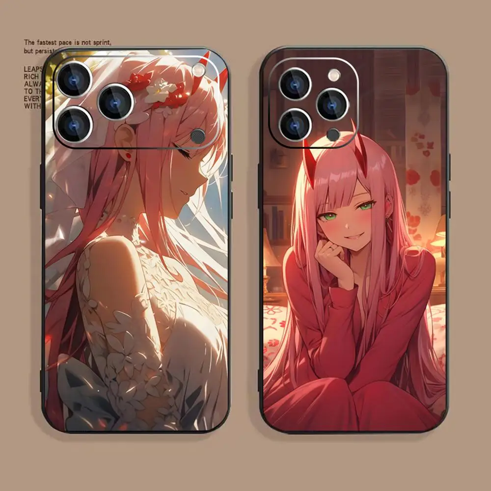 Фото Чехол для телефона Zero Twoes Animes, мягкий, черный, противоударный, для iPhone 17, 16, 16e, 15, 14, 13, 12 Plus, Mini, Pro, Max №1