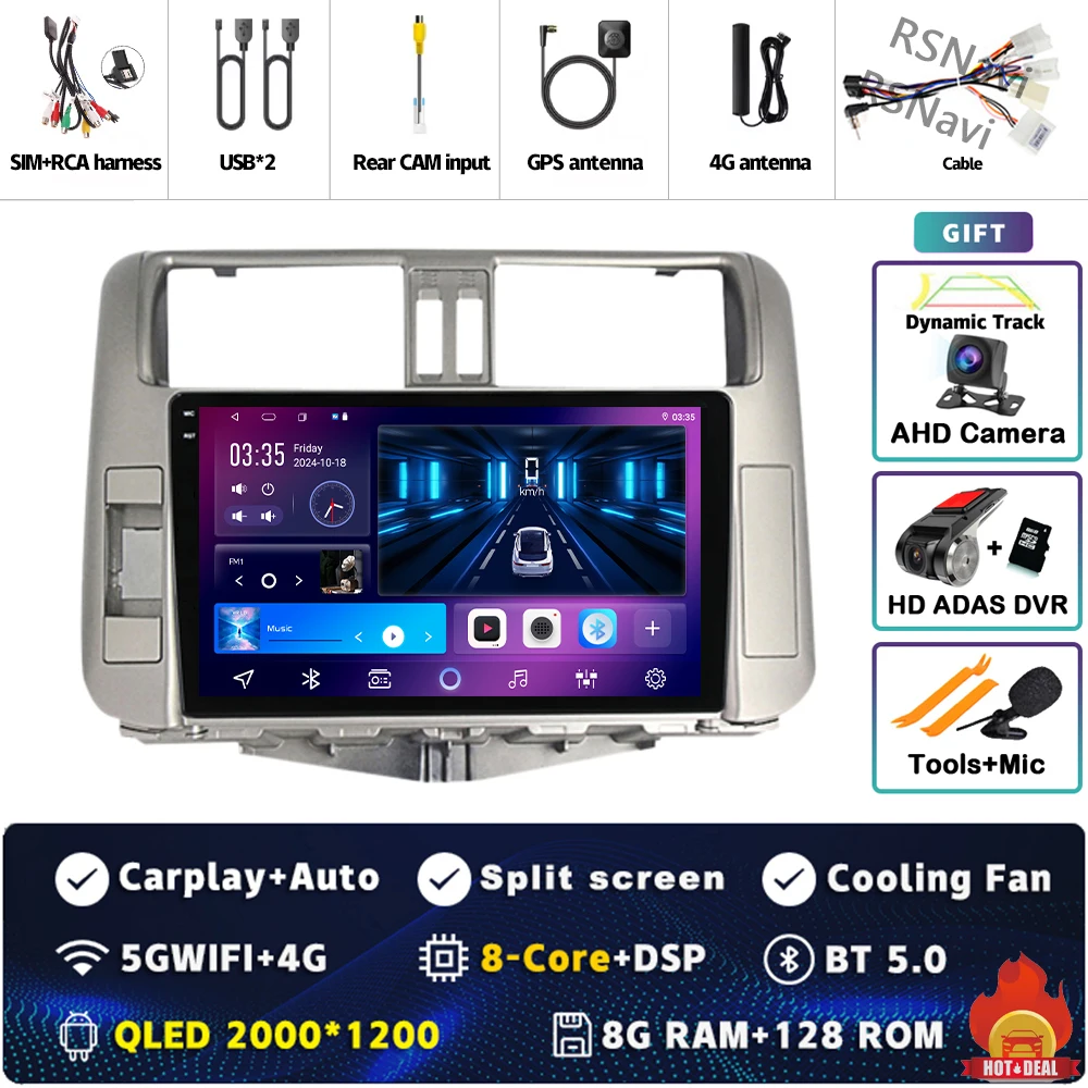 

Android 15 для Toyota Land Cruiser Prado 150 2009-2013 2K QLED Android Автомобильный радиоприемник Мультимедийный видеоплеер GPS Стерео CarPlay