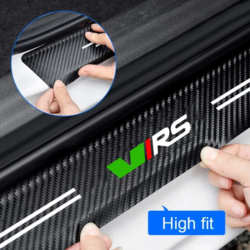 4 шт. автомобильные наклейки на пороги из углеродного волокна для Skoda Octavia Virs RS IV