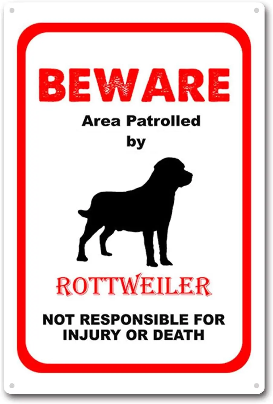 Tn Sgn Bewre re Ptrolled by Rottweler Dog Notce Sfety Sgns Metl для дома Br Coffee Ktchen Wll Decor 8x12nch