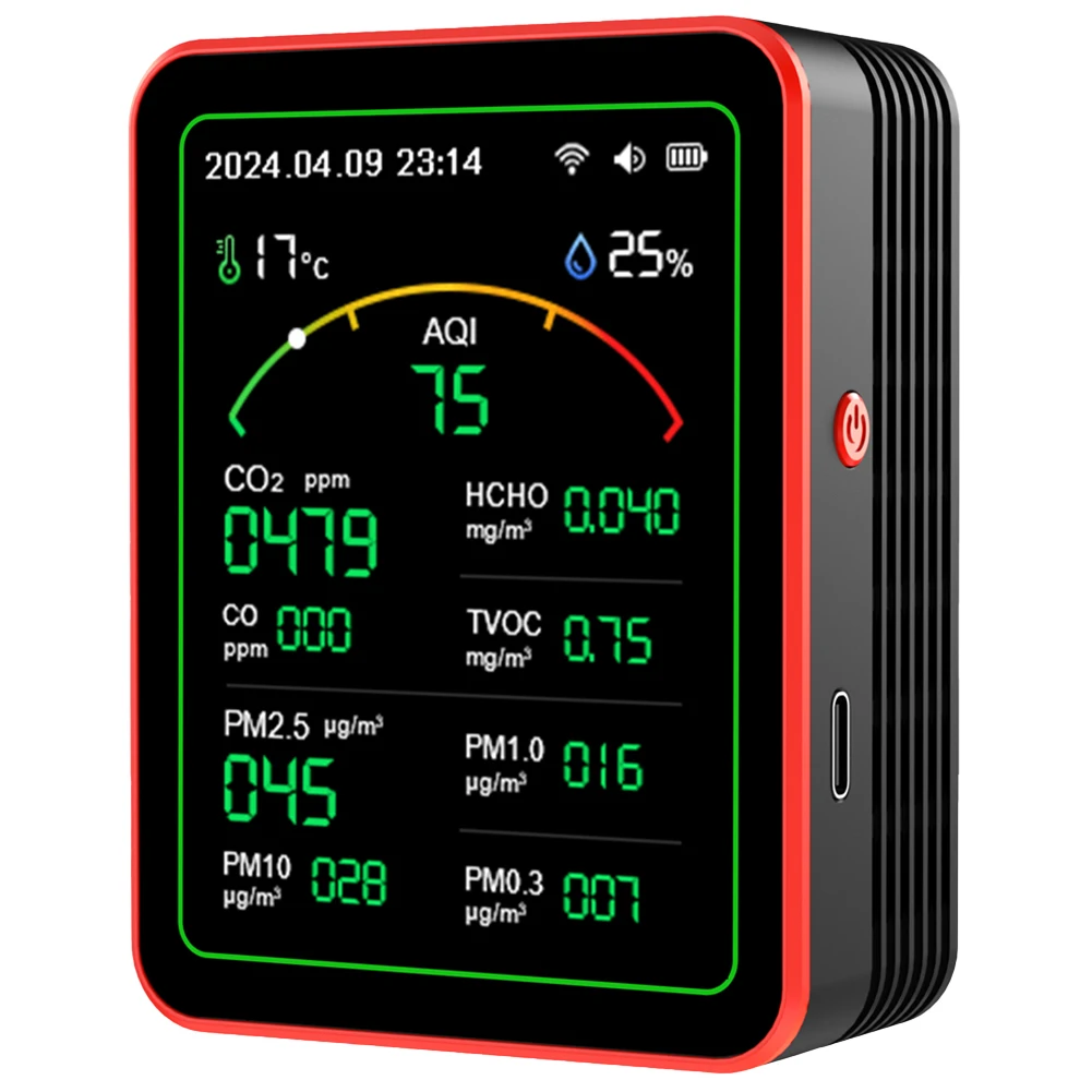 

Tuya WiFi 15 в 1 Монитор качества воздуха TFT-дисплей Бытовой CO CO2 HCHO TVOC AQI PM0.3 PM2.5 PM10 Тестер Детектор углекислого газа