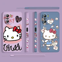 anime hello kitty cute for xiaomi redmi k50 k40 k30 gaming 10x 9 9a 9t 8 8a pro 4g 5g tpu liquid left rope gel phone case cover