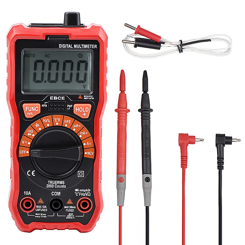 

QHTITEC Multimetro Digital Tester Auto Ranging 6000 Counts AC/DC Voltage Meter True RMS NCV Multimeter Back Light LCD Display