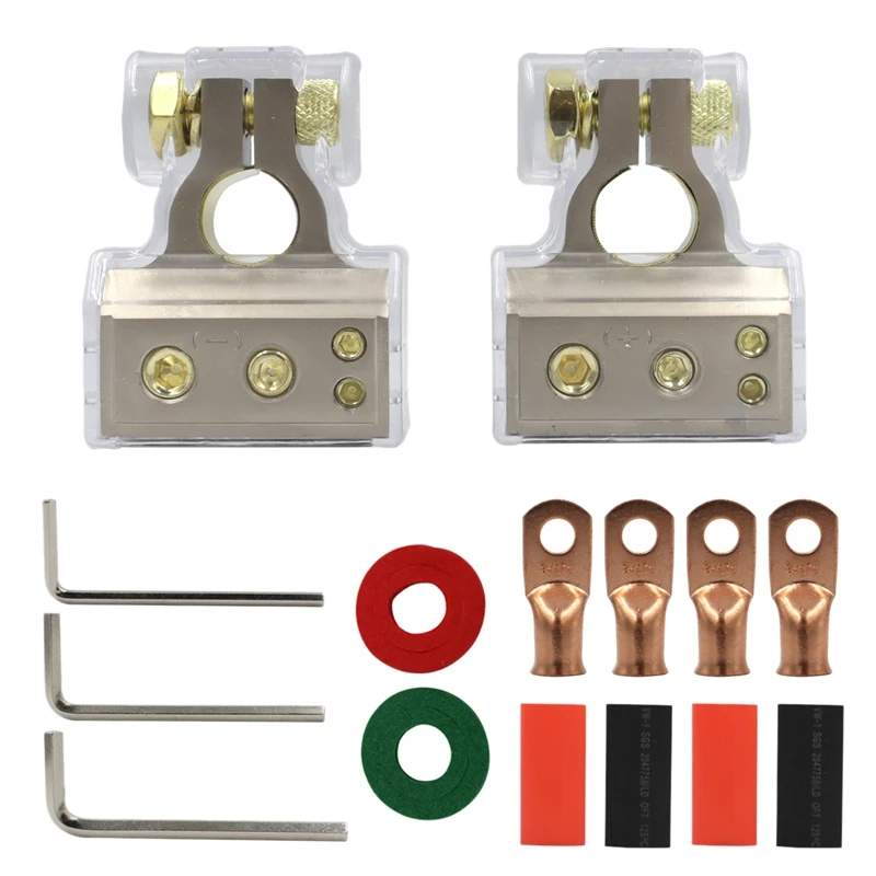 

Car Battery Terminals Connectors Kit 0/4/8/10 Gauge Battery Terminals Post Clamp For Car Vehicle RV And Boat Use