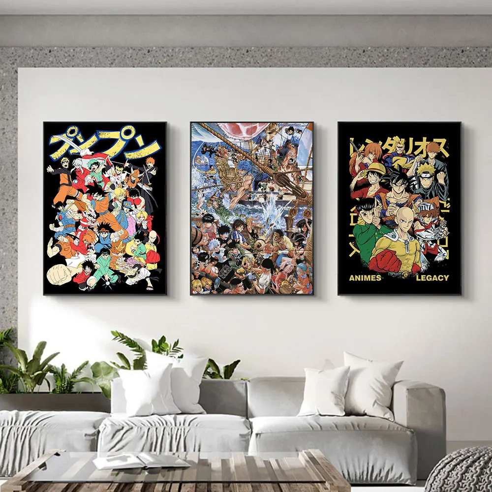 

Постеры на холсте с изображением Наруто, периферийные приборы One Piece, художественная настенная Экипировка, аниме, японский Драконий жемчуг, картина, роспись для декора комнаты, подарки