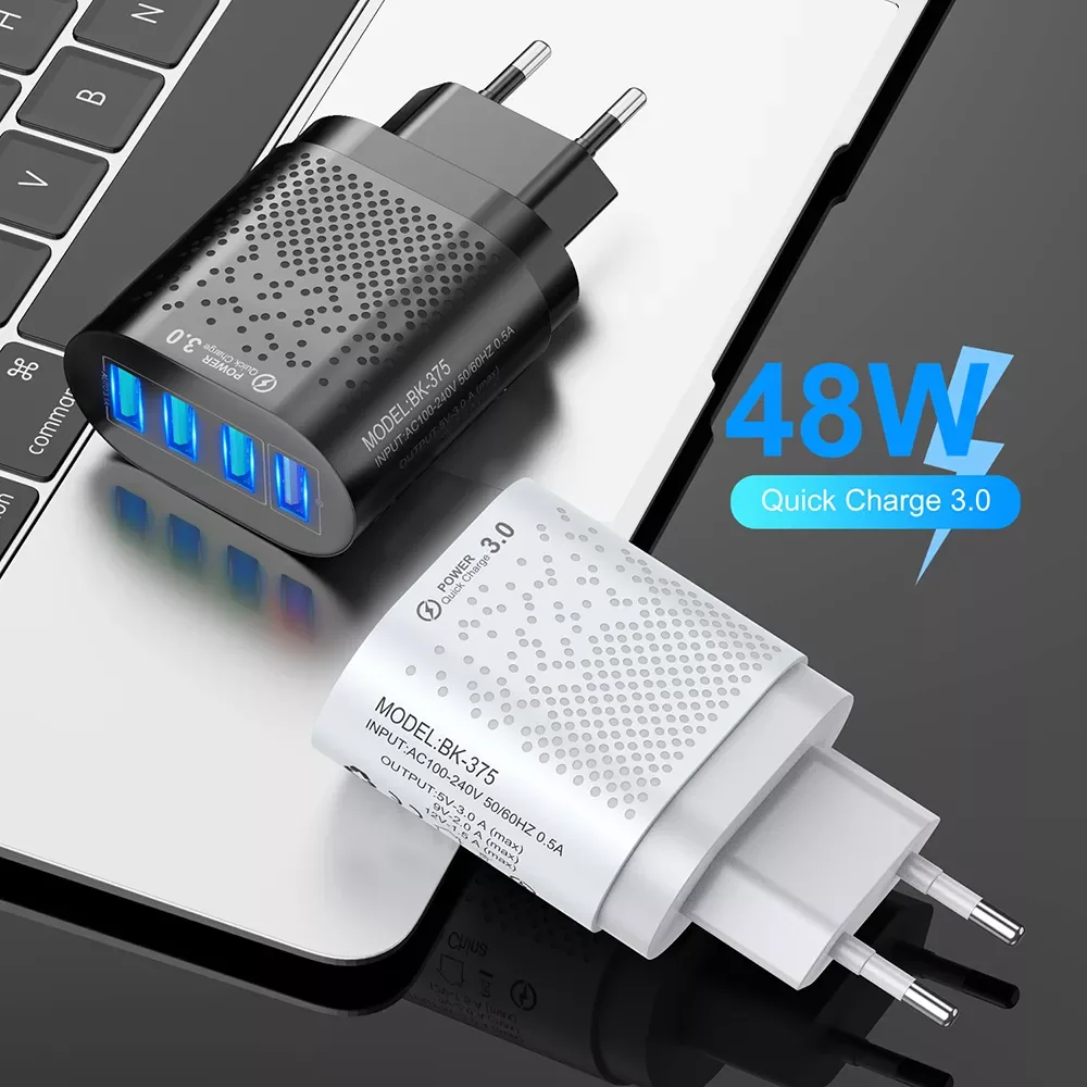 

NEW USB Charger 48W EU/US Phone Charger Quick Charge 3.0 For iPhone 12 11 3A Fast Chargeing For Xiaomi Mobile Phone Charger