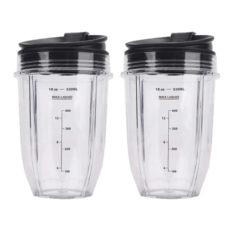 2 Pcs 18Oz Replacement Ninja Blender Cups with Lid for Ninja