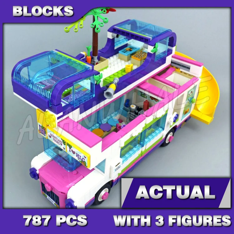 

855 шт., Детский конструктор с бассейном и автобусом