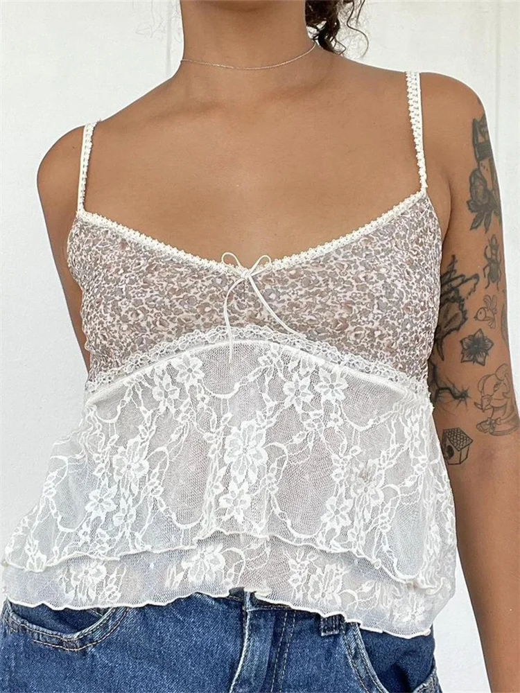 

Женский кружевной топ с V-образным вырезом, без рукавов