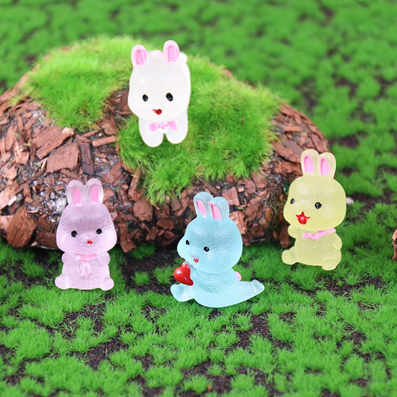 

Миниатюрный светящийся полимерный кролик, 4 шт., миниатюрное украшение «сделай сам» для сада, кукольного домика