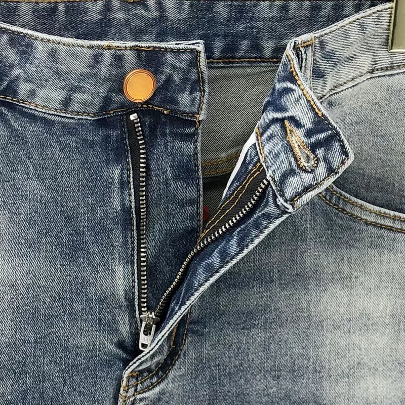 Fashion Men's Jeans High Quality Luxury Brand Casual Retro Pants Classic Washed Streetwear Hip-Hop Style Straight Trousers