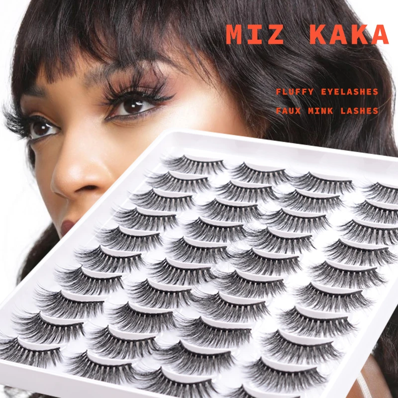 

Lashes 20 Pairs 3D Faux Mink Lashes Hallowee Cosplay Fluffy Soft Wispy Volume Natural long Manga Lashes Faux Cils