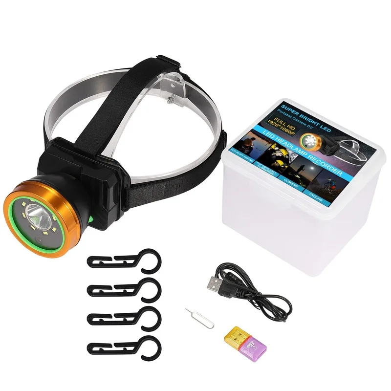

Outdoor Sports Camera with Headlamp USB Charging Waterproof Head-Mounted Sports Video Camera 1080P for Field Work Recording