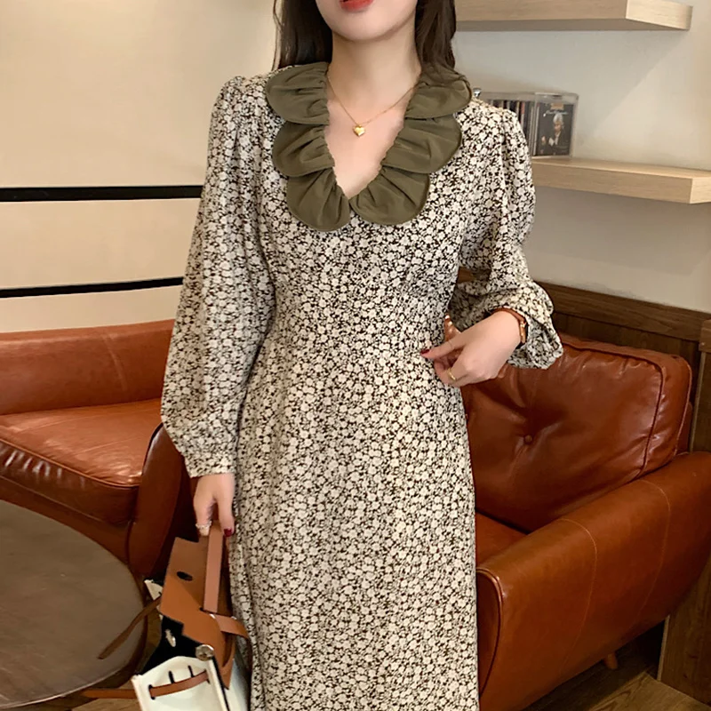 Gaganight женское тонкое Цветочное платье с воротником-лепестками на талии новинка