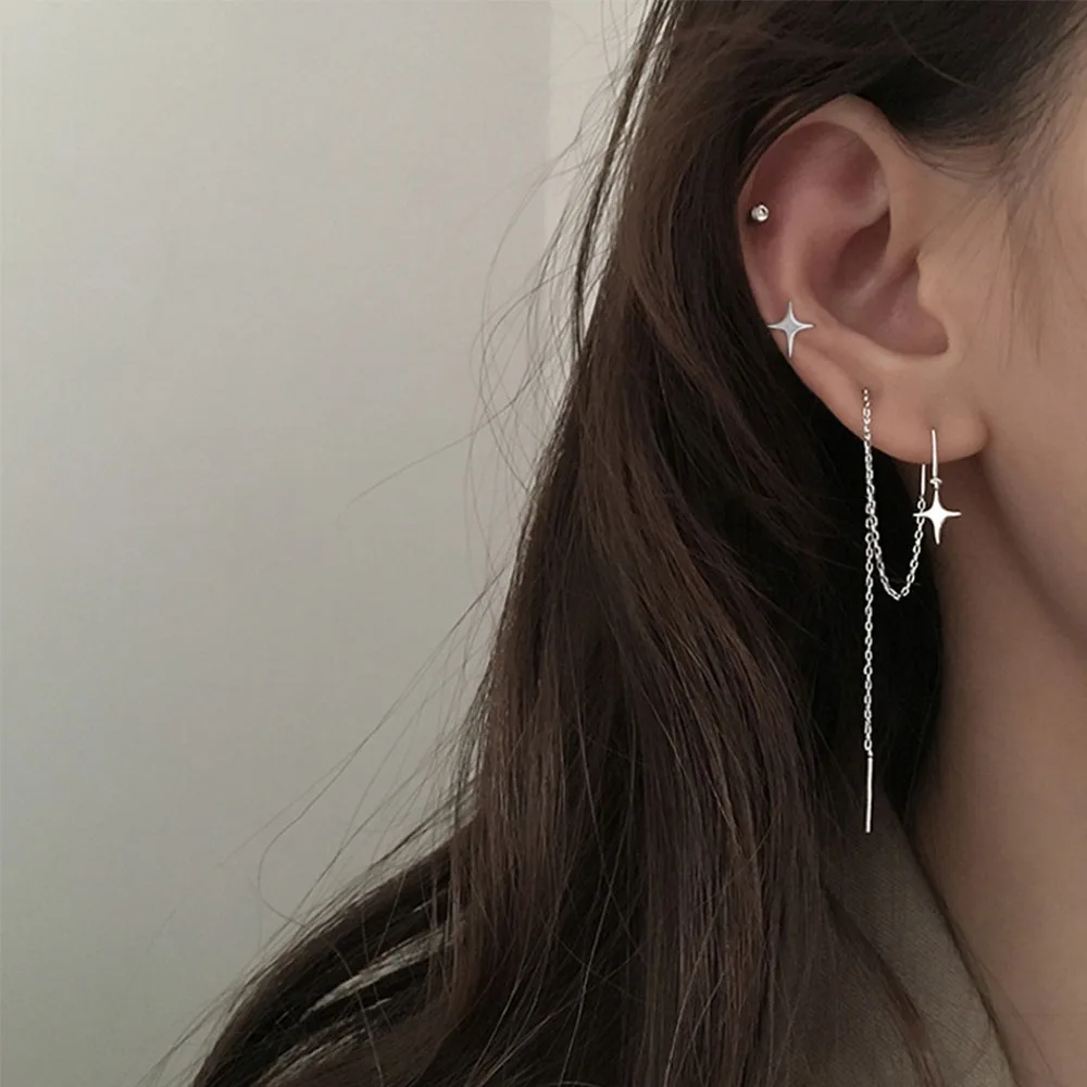

Temperament Rhinestone Copper Plating Temperament Asymmetric Women Jewelry Star Earrings Earline Stud Earrings