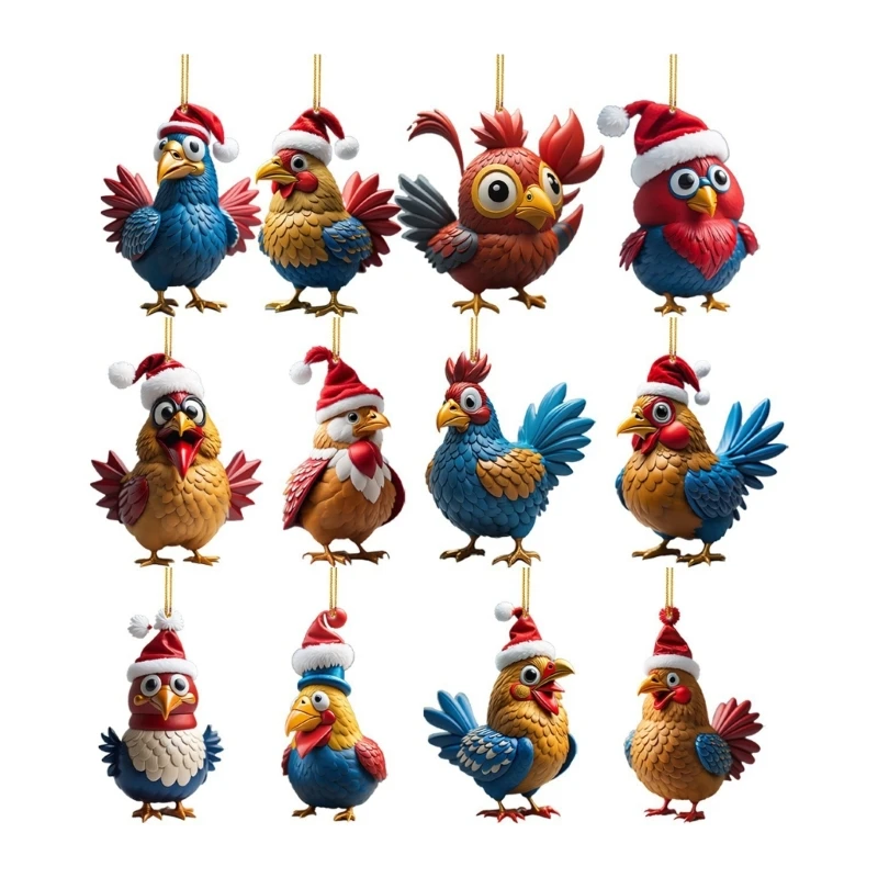 

Cartoon Birds Car Hanging Ornament Adorable Acrylic Christmas Tree Pendant for Home Decor and Gifts