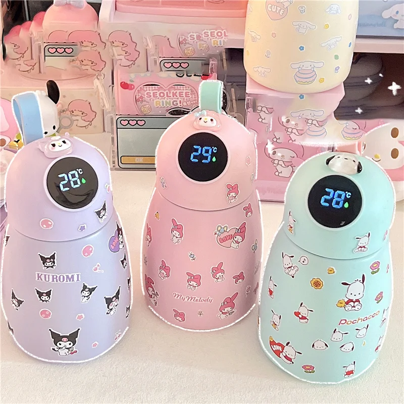 

Умный термос Sanrio, милая Герметичная Бутылка из нержавеющей стали, портативная стеклянная чашка для кофе, чая, подарок «сделай сам»