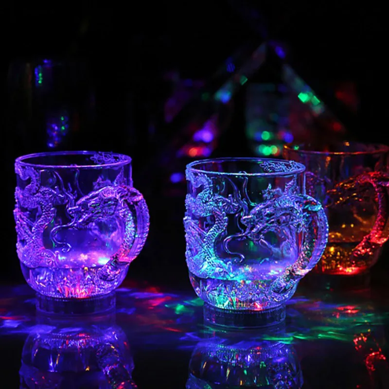 LED Flash Magic Color Changing Dragon Cup Water Activated Light-Up Beer Coffee