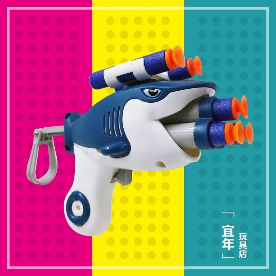 

2022 New Children's Toy Gun Sucker Foam Bullet Pistol Shark Animal Boy Shooting Sponge Toy Gift CS