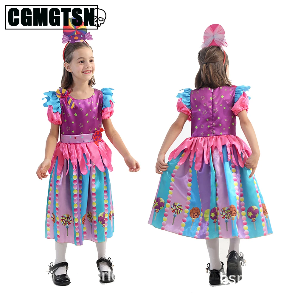 

CGMGTSN Candy Dress Cosplay Costume for Girls Kids Princess Party Clothes New Year Girl Tutu Dress Christmas Purim Clothes