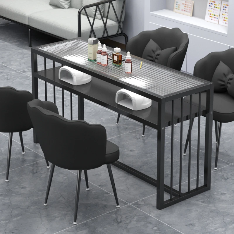 Дизайнерские столы для ногтей в скандинавском стиле стеклянные простые салонные