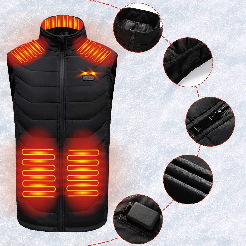 Мужской Терможилет С USB-зарядкой 11-зонный Электрический Нагрев 3-ступенчатый