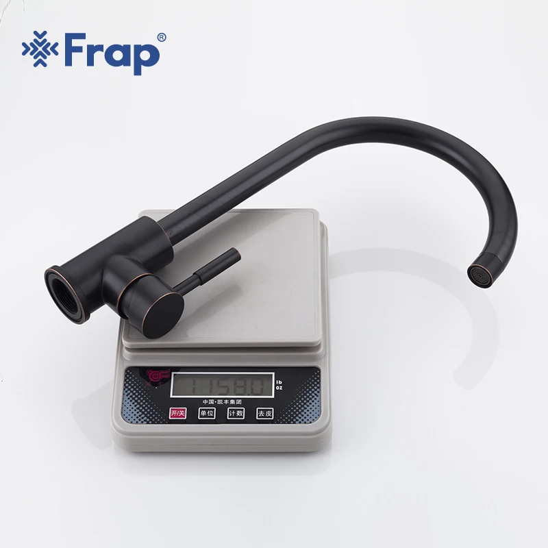 Кухонный смеситель из нержавеющей стали Frap черный водопроводный кран вращение