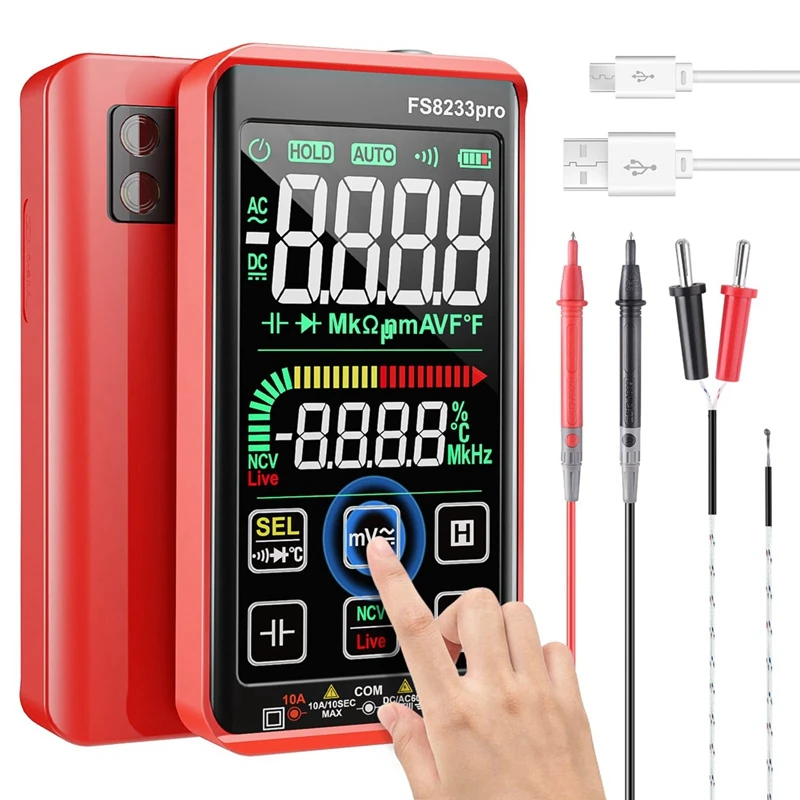 

Digital Multimeter, TRMS 9999 Counts Auto-Ranging Voltmeter Tester Meter, Color Touch Screen Rechargeable Voltage Meter CNIM Hot