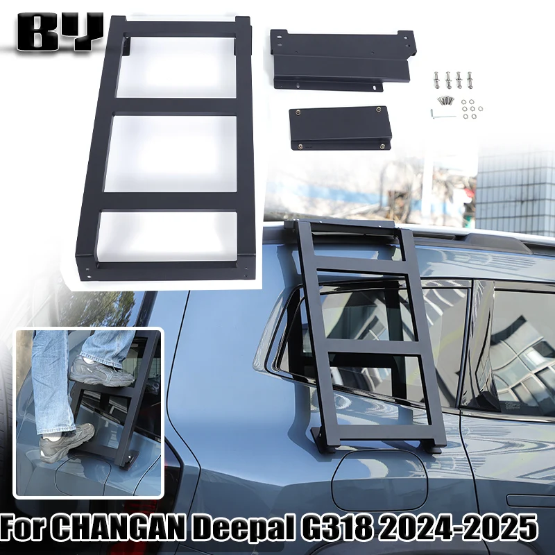 Фото Для CHANGAN Deepal G318 2024 2025 углеродистая сталь и алюминиевый сплав, удлинитель заднего окна автомобиля, кронштейн для лестницы, аксессуары №1