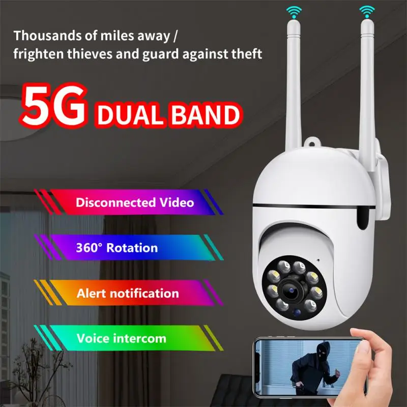 

Mini 2.4+5G Dual Frequency WiFi IP Camera 4X Zoom Outdoor Surveillance Camera Night Version Ai Human Detection Security CCTV