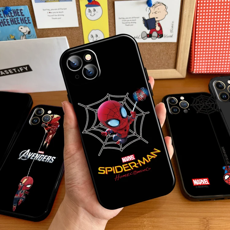

Marvel Cute Spiderman For Apple iPhone 13 12 11 Pro 12 13 Mini X XR XS Max SE 6 6S 7 8 Plus Phone Case Carcasa Soft Back Funda