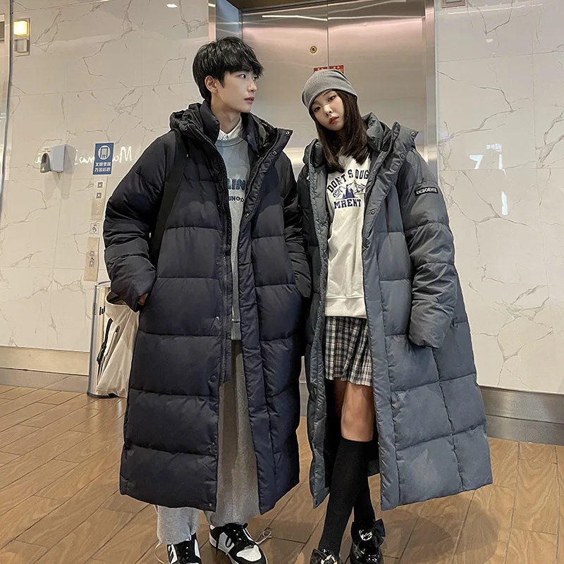 White Duck Down Men And Women Couples X-Long Length Over Knee Thicken Winter Warm Overcoat Fashion Down Coat Snowwear Oversize