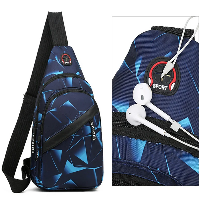 

Men Geometric Print Oxford Cloth Casual Crossbody Bags Sports Travel Outdoor Light Lovers Chest Bags Women Shoulder Bags