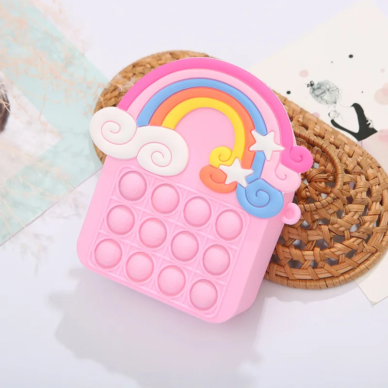 

Rainbow Cloud Silicone Bag Fidget Sensory Toys Antistress Pop Coin Purse Et Push Bubble Reliver Autism Handbag Gift for Kid Bags