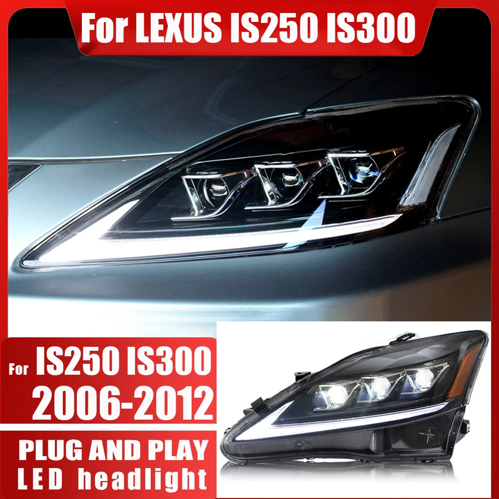 Фото 2 шт. светодиодные передние фары в сборе, анимация запуска DRL для Lexus IS IS250/IS250C IS350 IS350C IS220d 2006-2012 автомобильные фары №1