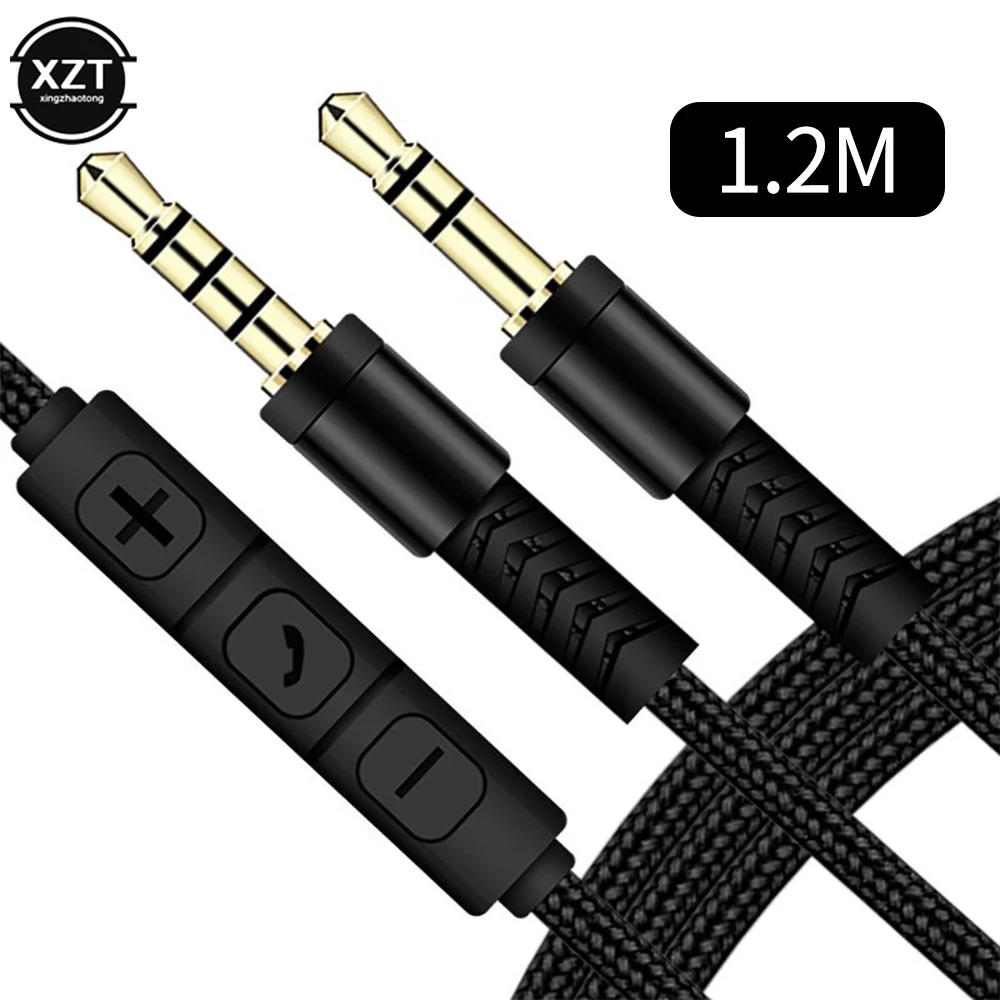 Adjustable Volume Audio Cable jack 6 35mm Mono To 35mm SpeakerLine Aux Cable Male to Male With Mic For Headphone System Unit PC