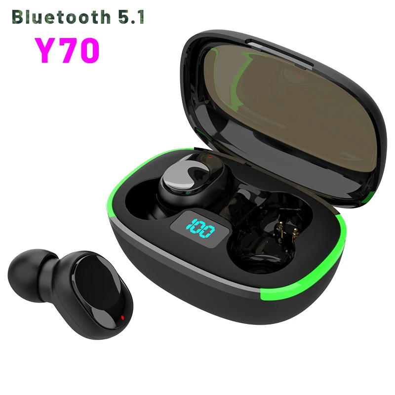 

Y70 Wireless Earphones TWS Bluetooth 5.1 With LED Light Low Latency Gaming Earbuds Mini Headset With Mic Charging Box Pk Y60