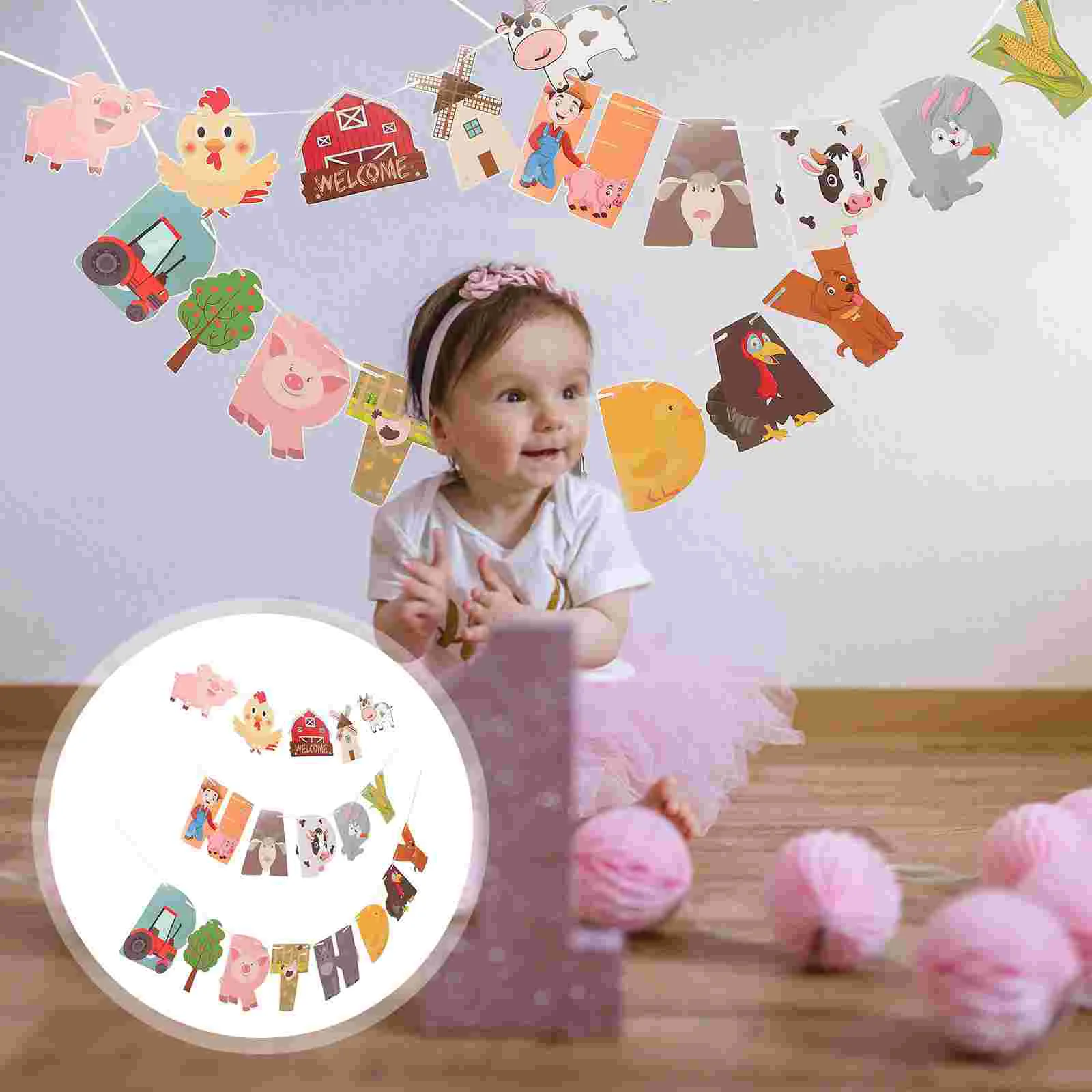 

Birthday Banner Party Wall Farm Animal Banners Nursery Garland Supplies Letter Animals Favors Bunting Christmas Garlands Hanging