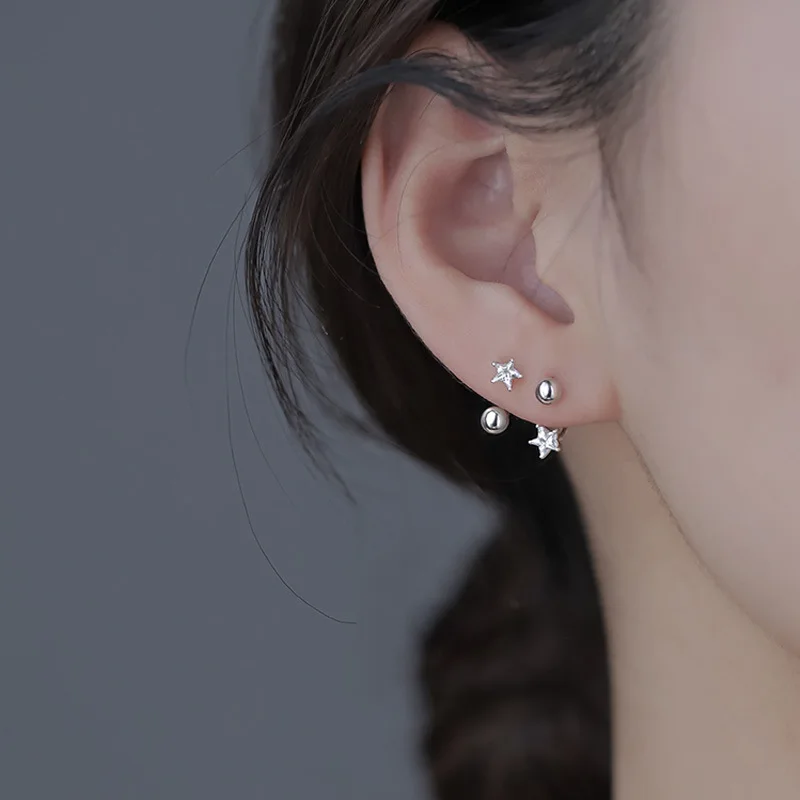 

Star Flash Rhinestones Simple Design Star Golden Silver Color Stud Earrings Women Trendy Personality Earrings Wedding Jewelry