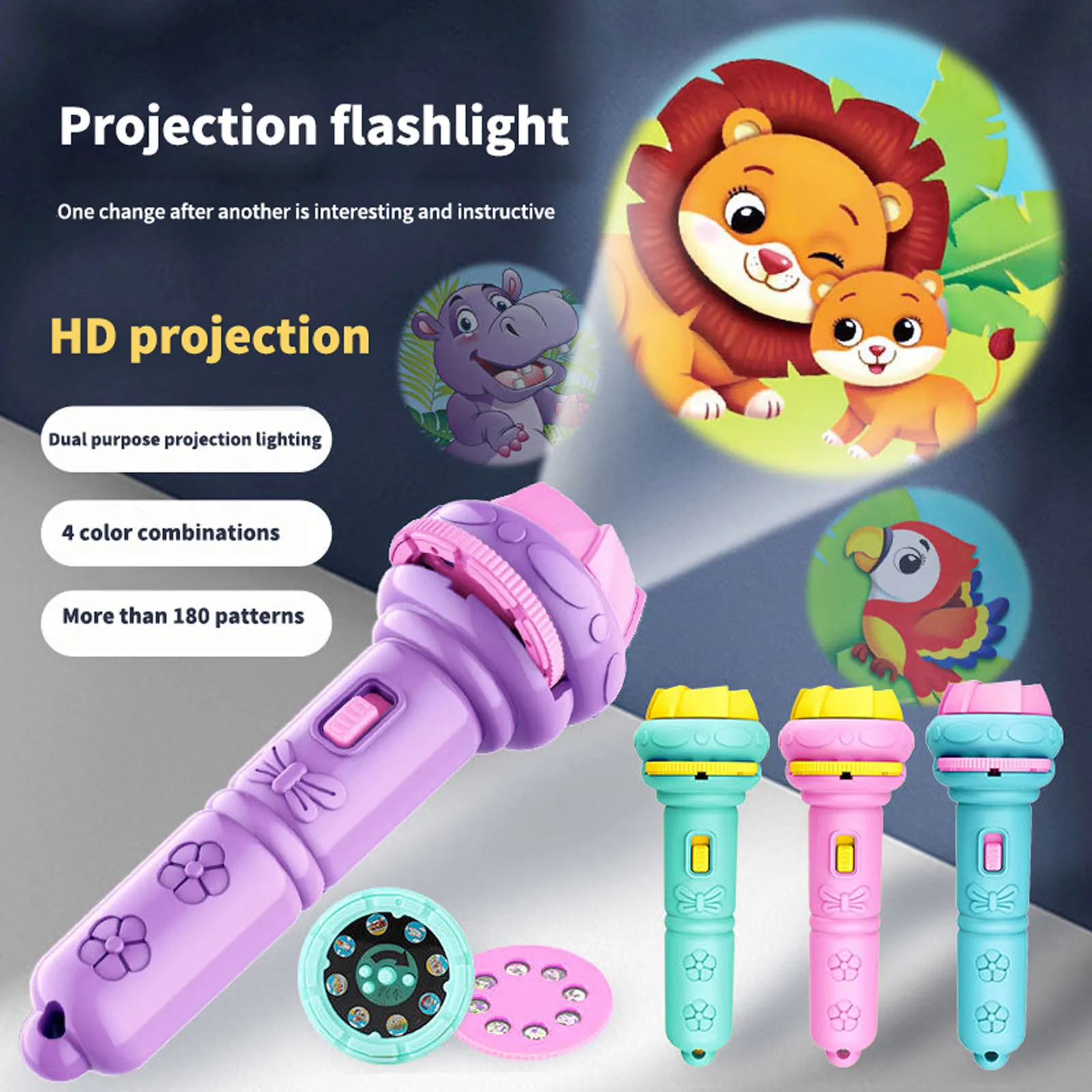 

Flashlight Projector Torch Lamp Toy Cute Cartoon Creativity Toy Torch Lamp Flashlight Projector Toy Baby Sleeping Story Book