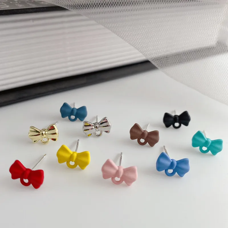 

10Pcs alloy Spray paint bowknot Stud Earrings Connector for DIY Handmade Earrings Hook Jewelry Making Findings Accessories