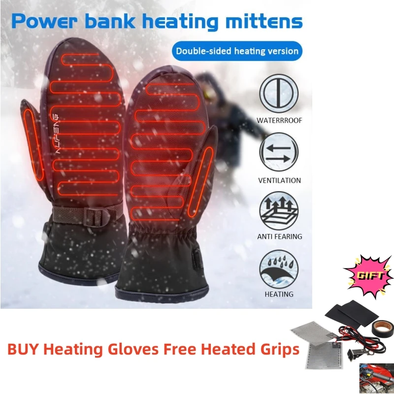 

Перчатки с подогревом для снегохода, катания на лыжах, зимние теплые мотоциклетные перчатки с электрическим подогревом, водонепроницаемые перезаряжаемые перчатки для сенсорного экрана