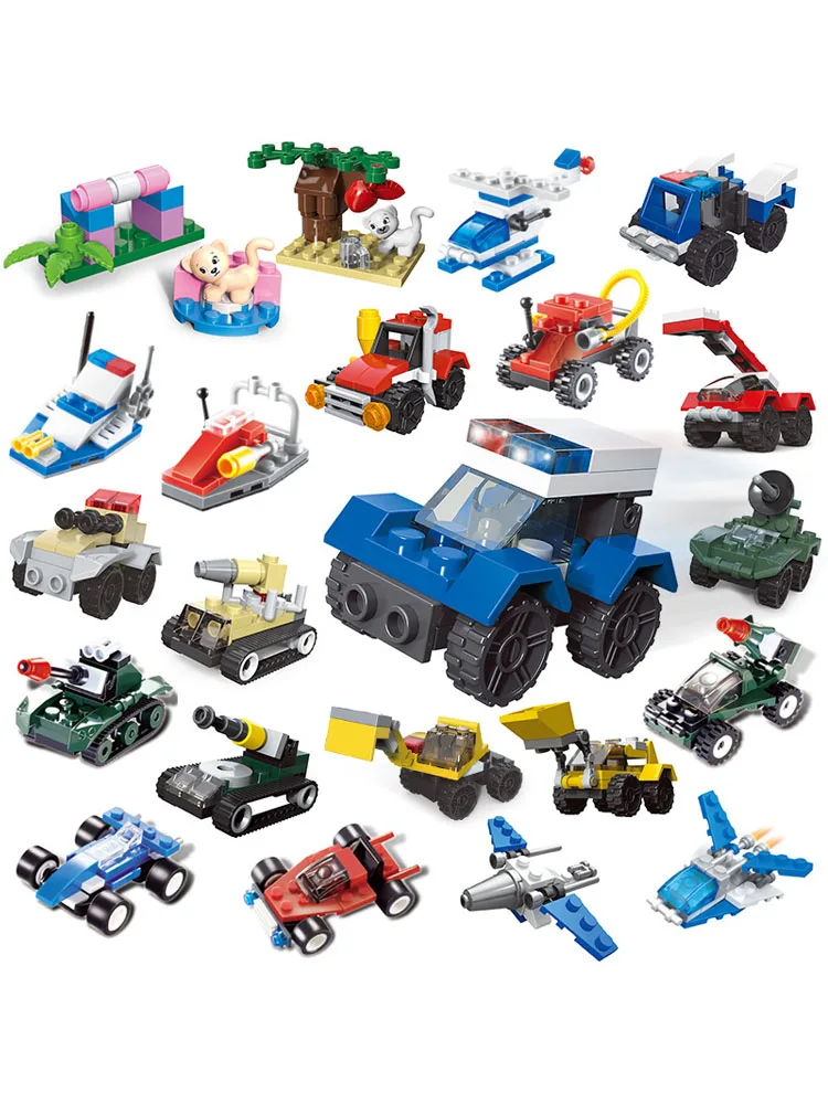 Mini Transportation tank plane Car Educational Assembled Models Building Blocks Compatible small Bricks toys for children